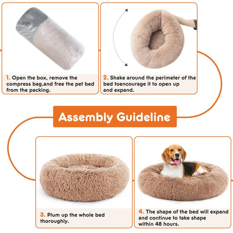 【Deal】Sweetcrispy Official Soothing Donut Pet Bed for Cats & Pups | Machine-Washable Cozy Nest | Plush Waterproof Faux Fur