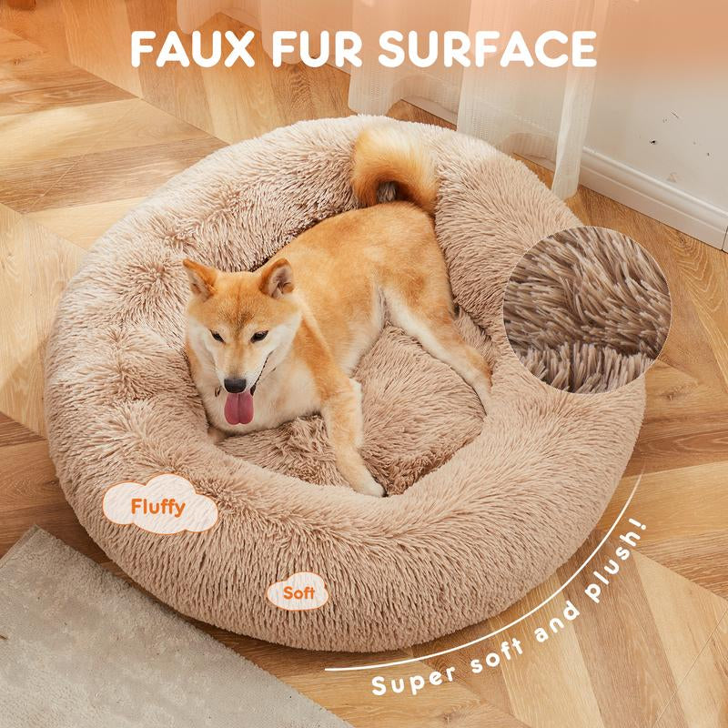 【Deal】Sweetcrispy Official Soothing Donut Pet Bed for Cats & Pups | Machine-Washable Cozy Nest | Plush Waterproof Faux Fur