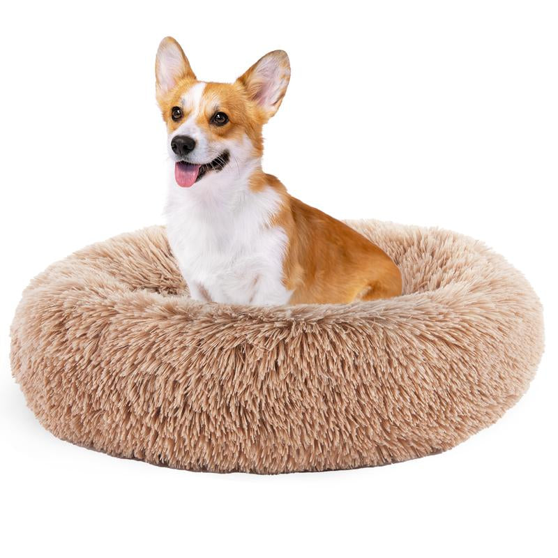 【Deal】Sweetcrispy Official Soothing Donut Pet Bed for Cats & Pups | Machine-Washable Cozy Nest | Plush Waterproof Faux Fur