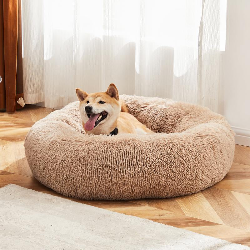 【Deal】Sweetcrispy Official Soothing Donut Pet Bed for Cats & Pups | Machine-Washable Cozy Nest | Plush Waterproof Faux Fur