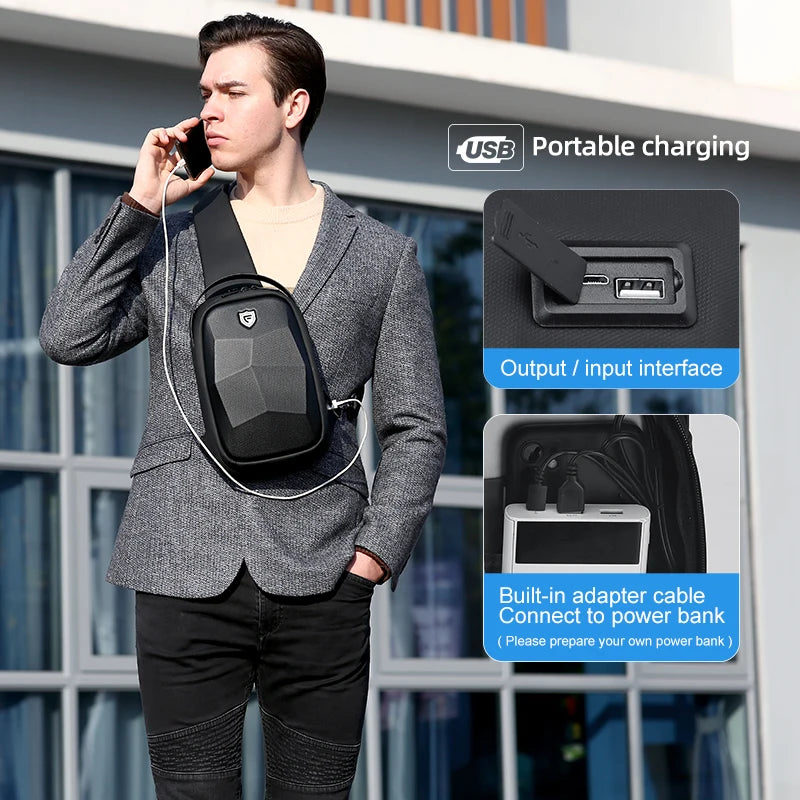 2021 New Creative Crossbody Bag for Men Waterproof Anti-Theft Men'S Shoulder Bag Multifunction USB Charging Chest Bags