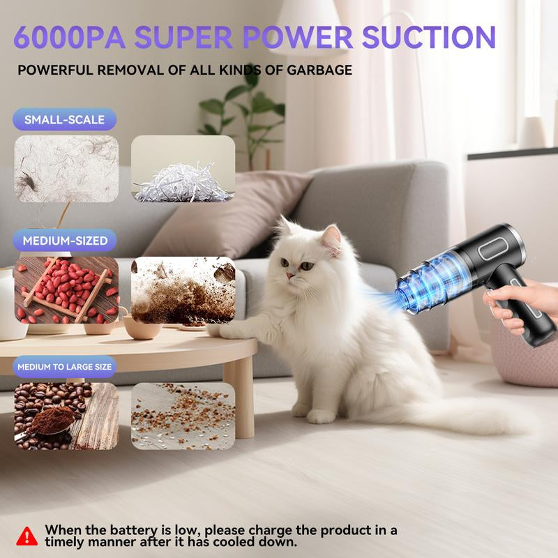 Handheld Wireless Car Vacuum Cleaner, High-Power Car Vacuum Cleaner and Air Dust Collector, 4-In-1 Portable Mini Car Vacuum Cleaner, Handheld Car and Home Vacuum Cleaner, Suitable for Home, Car, Office, and Pets.