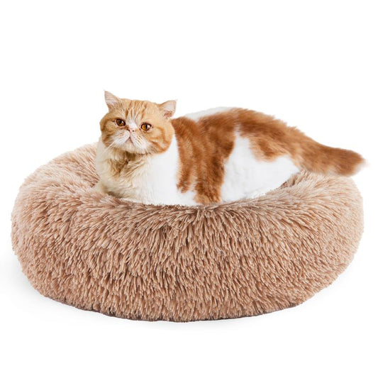 【Deal】Sweetcrispy Official Soothing Donut Pet Bed for Cats & Pups | Machine-Washable Cozy Nest | Plush Waterproof Faux Fur