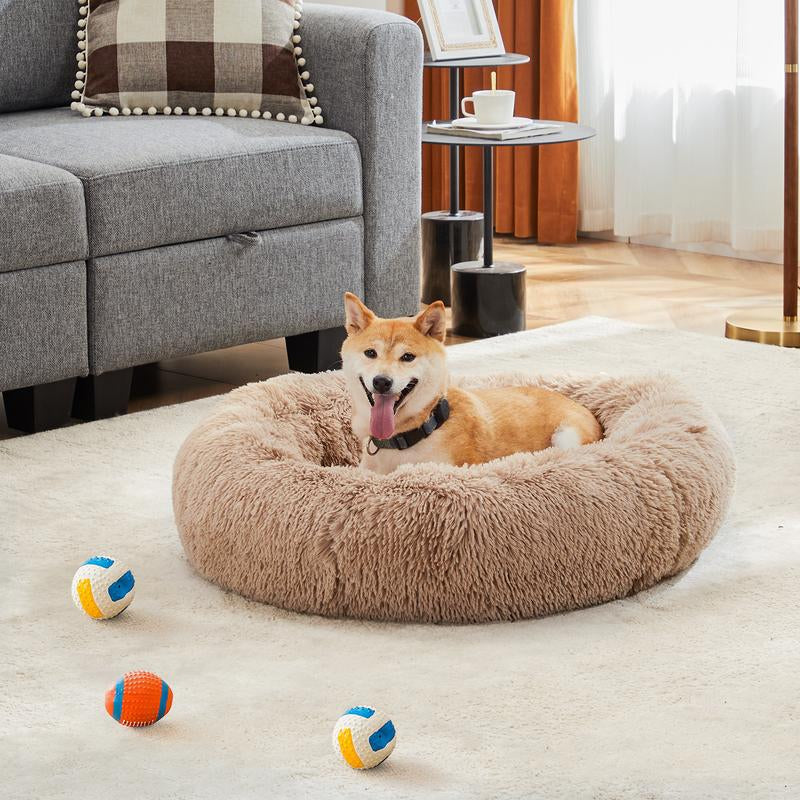 【Deal】Sweetcrispy Official Soothing Donut Pet Bed for Cats & Pups | Machine-Washable Cozy Nest | Plush Waterproof Faux Fur