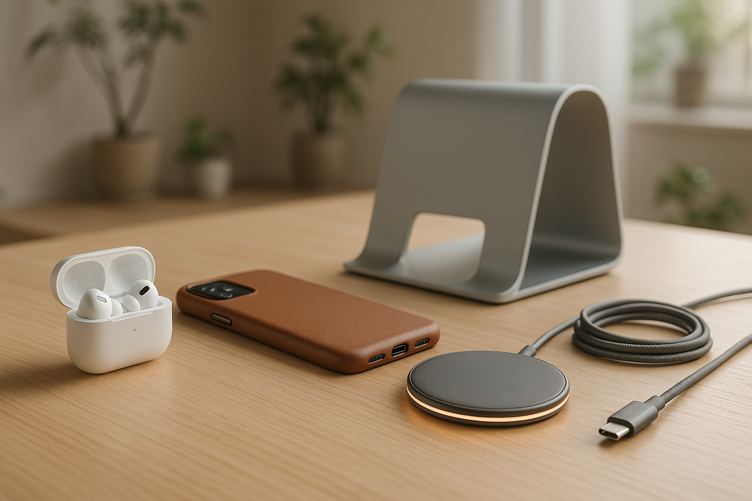 peacfull realistic, for a technology accessories online store